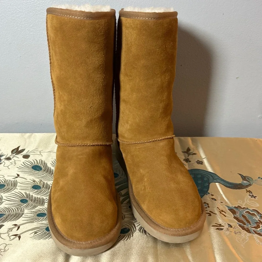 Koolaburra by UGG Victoria Tall Chestnut Suede Boots Womens 7 1017089